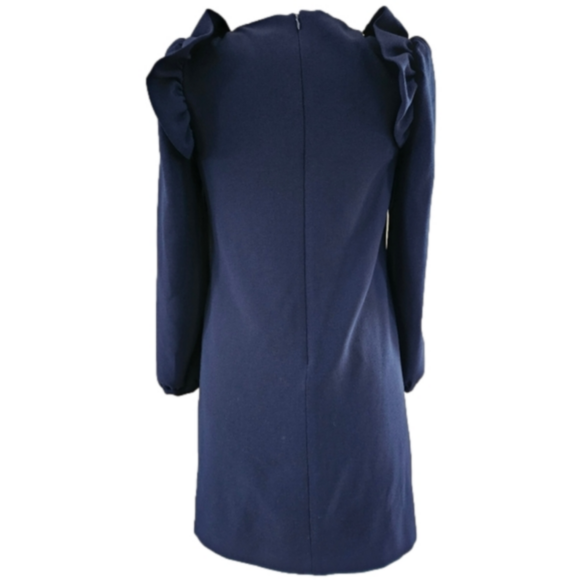 Chelsea28 Navy Ruffled Long Sleeve Mini Dress-Size 6 - Picture 7 of 8